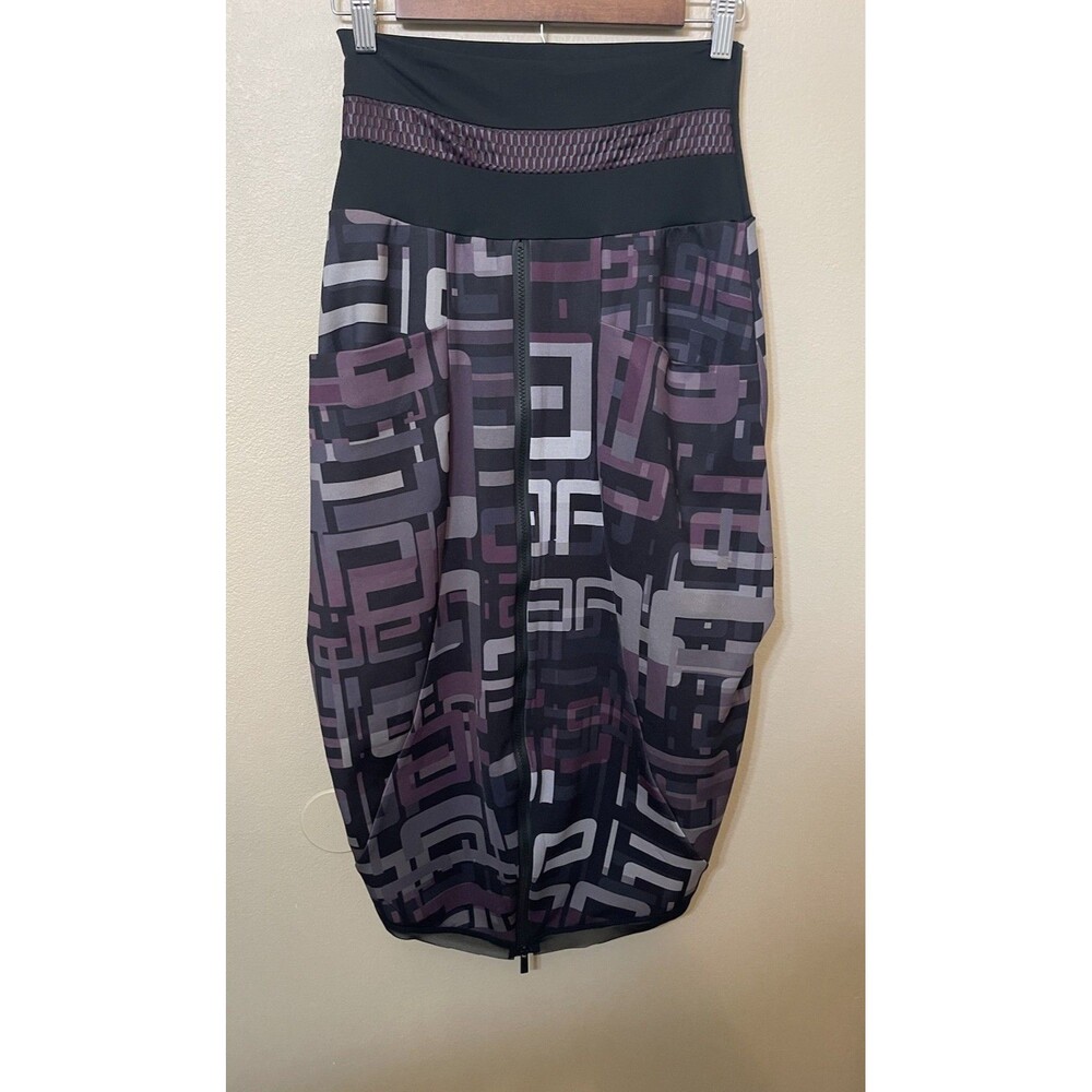 Art Point Zip Up Tulip  Skirt Women's Size XS Black Purple Multicolor